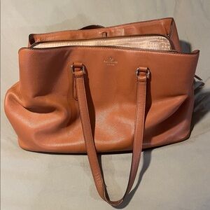 Kate Spade Tan Leather Shoulder Bag fits 13” laptop